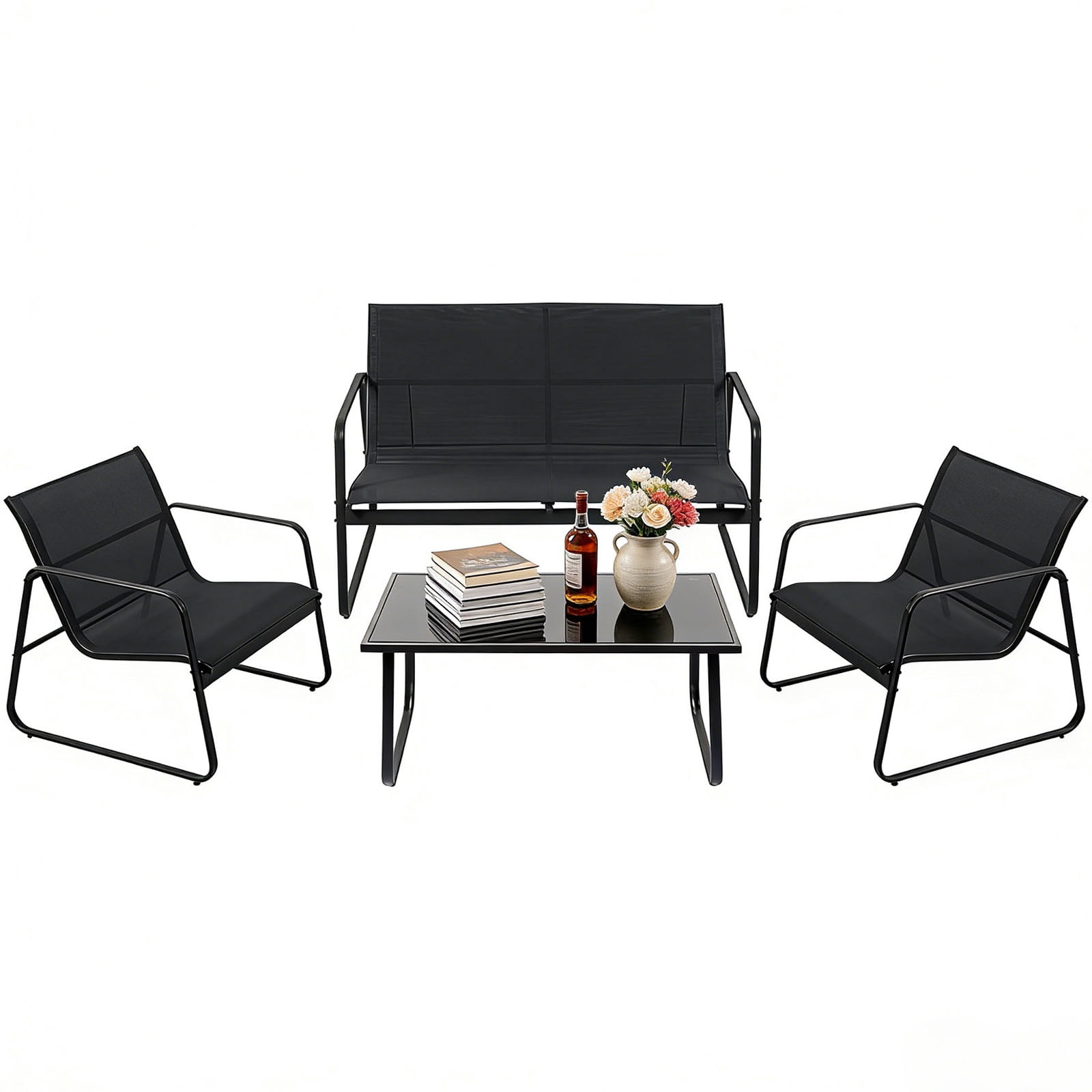 Casabay 4-Piece Outdoor Courtyard Furniture Set with Patio Chairs ...