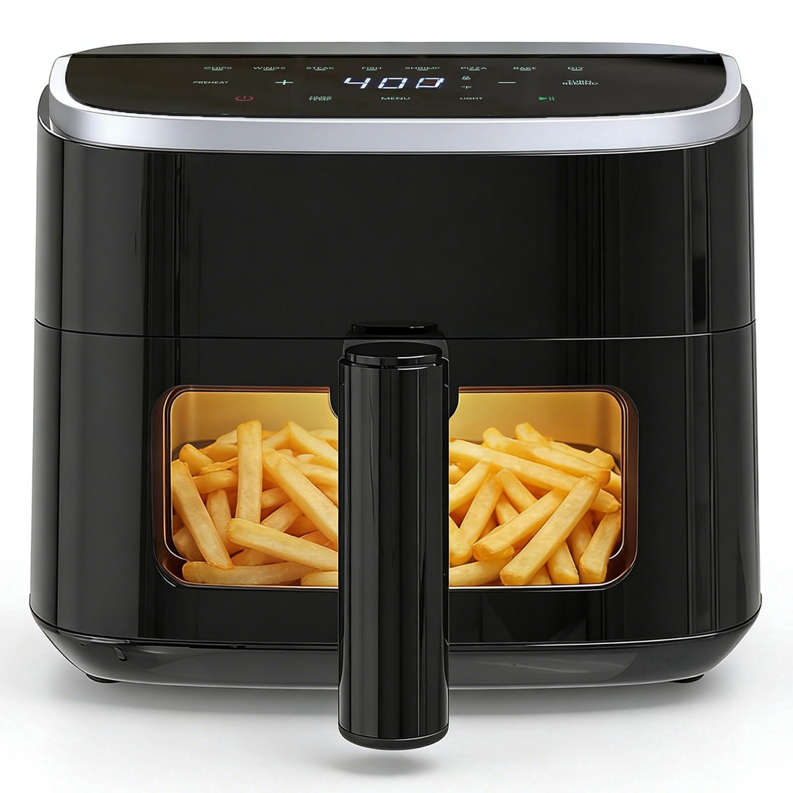 Casabay 4 QT Air Fryer with Viewing Window, 1500W 8-in-1 Electric Hot Air Fryer Oven, Digital Display, Compact Multi-Functional Cooker for Home Kitchen, Black