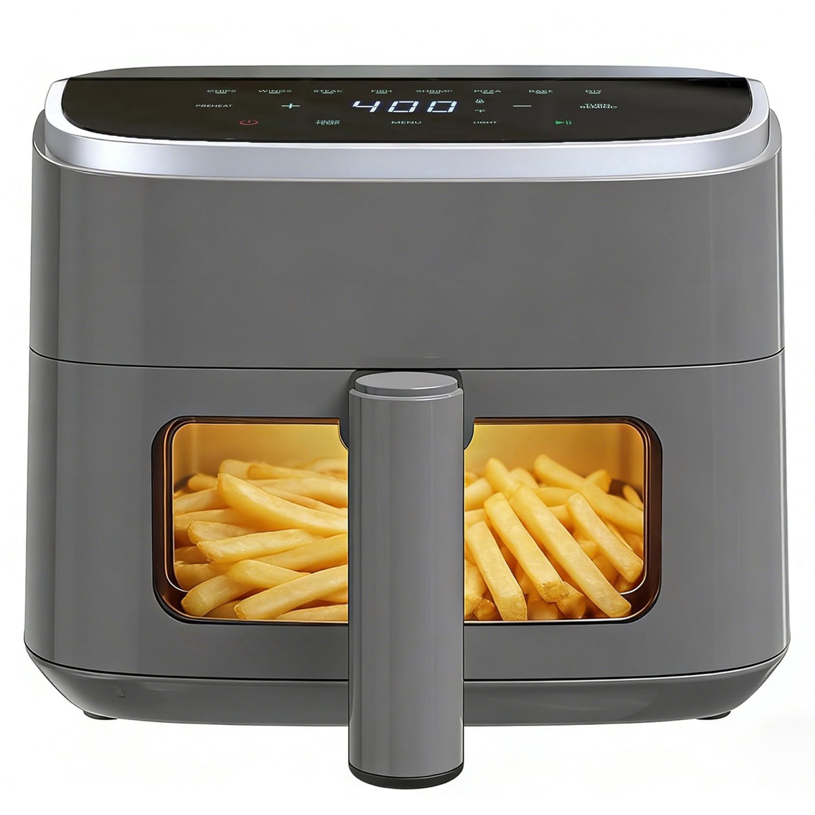 Casabay 4 QT Air Fryer with Viewing Window, 1500W 8-in-1 Electric Hot Air Fryer Oven, Digital Display, Compact Multi-Functional Cooker for Home Kitchen, Gray
