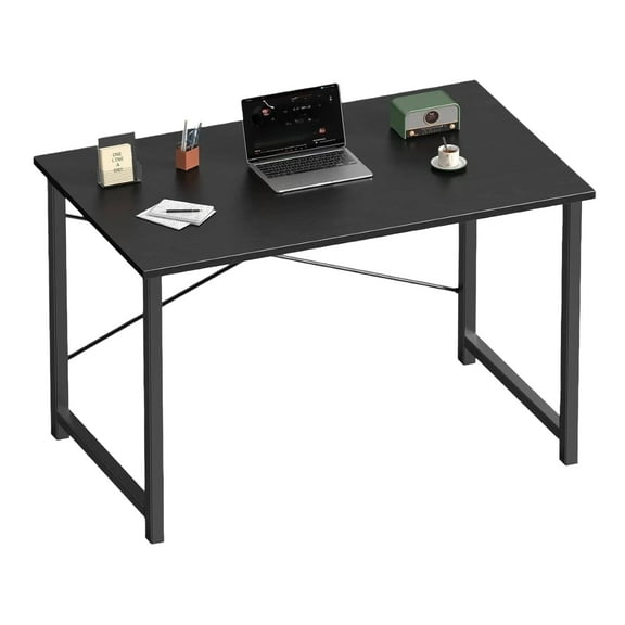 Casabay 47 Inch Computer Desk Home Office Desk with X-Shaped Metal Frame, Waterproof Writing Table with Simple Style for Small Space, Black