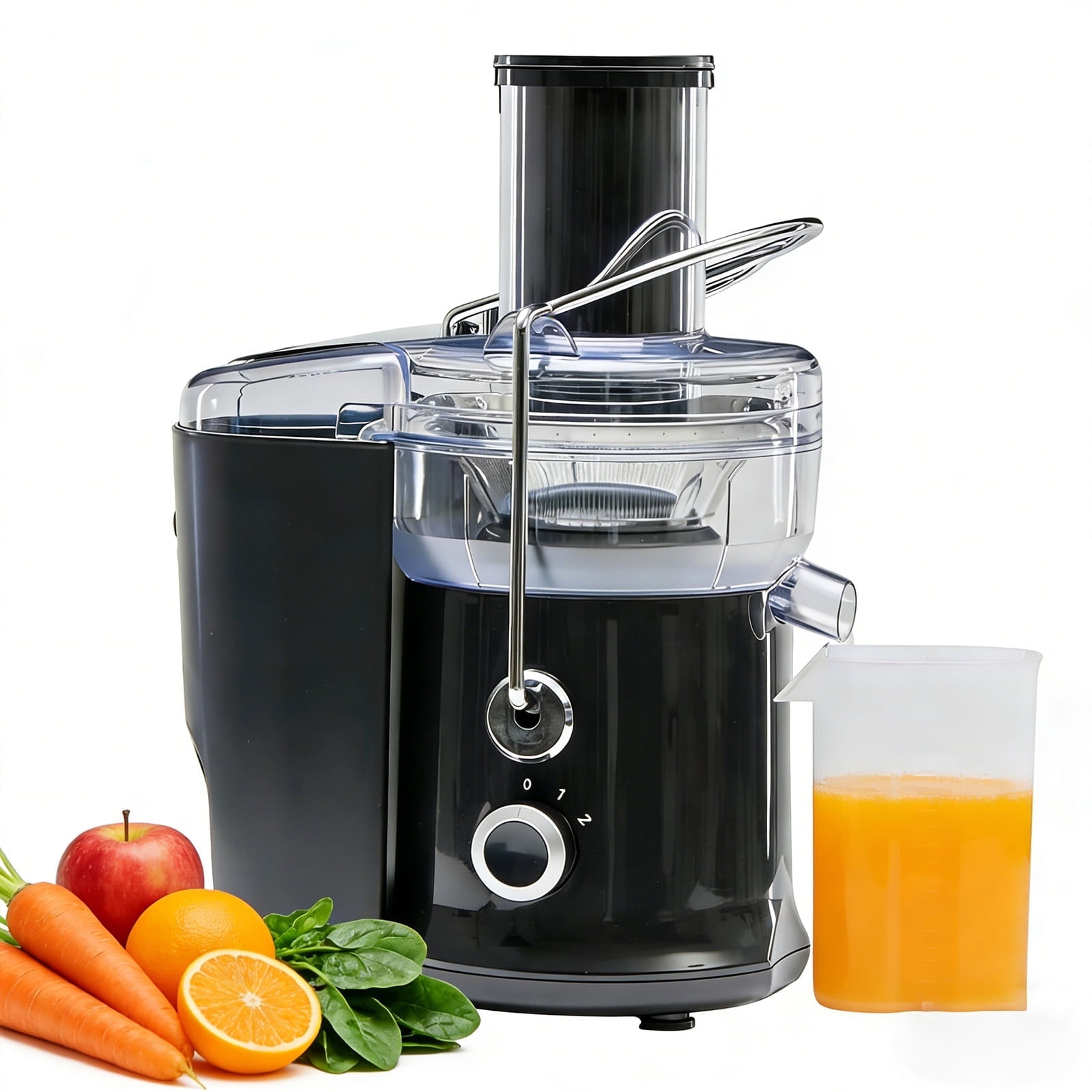 Casabay 480W Juicer Machine, Large Feed Chute Juicers Machine with Adjustable Speeds, 15000 RPM Max, Stainless Steel & Easy Clean Detachable Parts, Black