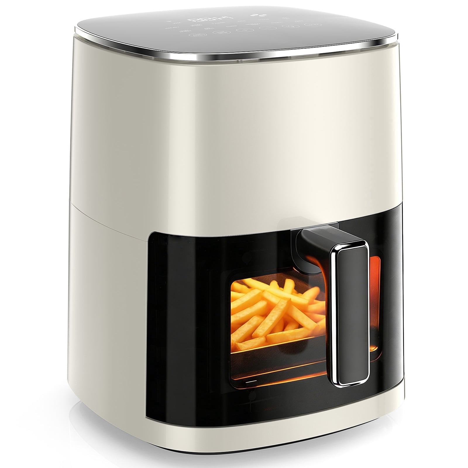 Casabay 6QT Air Fryer with Viewing Window, 12-in-1 Digital Air Fryer Oven, Large Square Basket Air Fryer for Fries, Chicken, Wings, Seafood & Vegetables, Beige