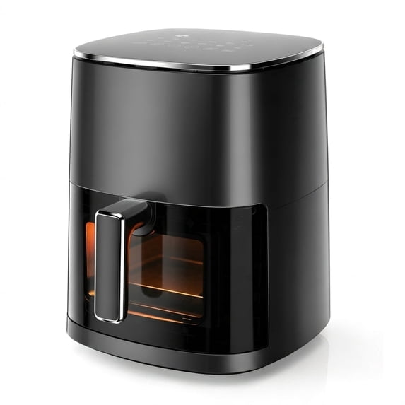 Casabay 6QT Air Fryer with Viewing Window, 12-in-1 Digital Air Fryer Oven, Large Square Basket Air Fryer for Fries, Chicken, Wings, Seafood & Vegetables, Black