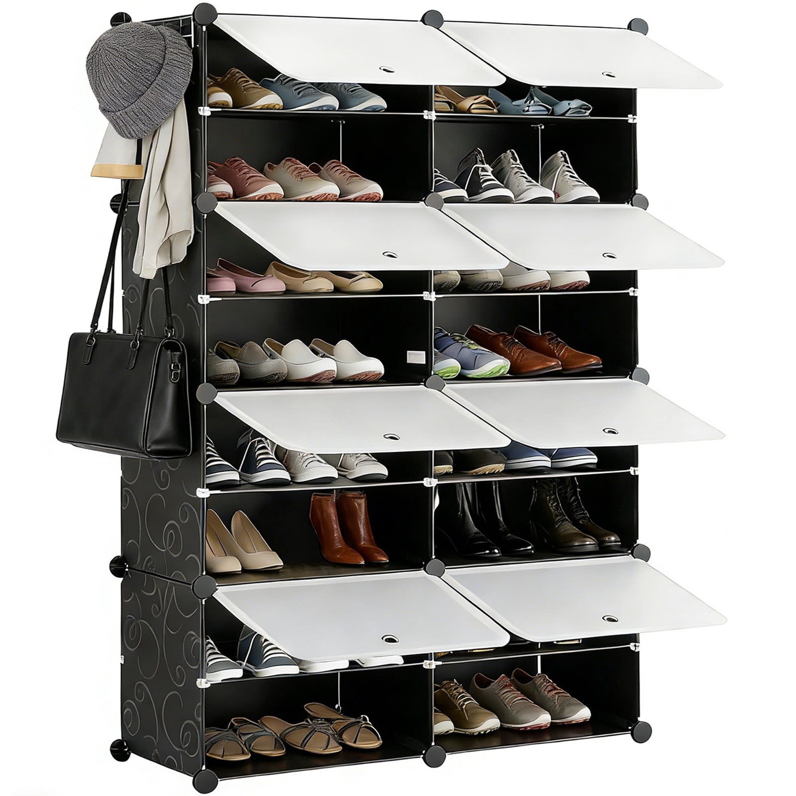 Casabay 8-Tier Shoe Rack Storage Cabinet, Holds 32 Pairs, Dustproof ...