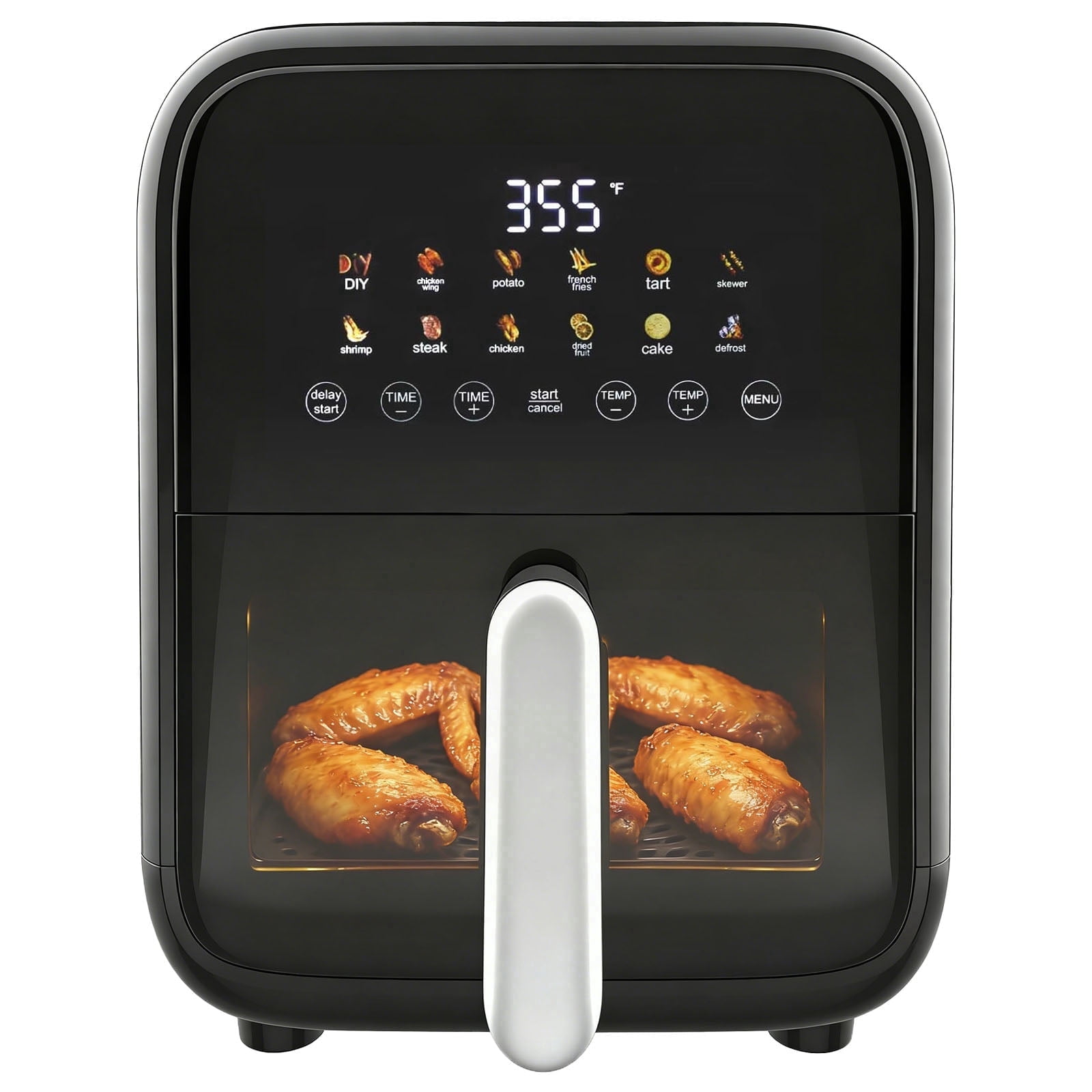 Casabay Air Fryer with Window, 7.5QT Countertop Air Fryer with 12-In-1 Preset Programs, Digital Touch Screen & Heat-Resistant Handle, Black