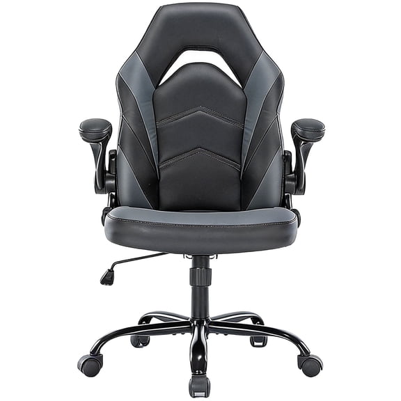 Casabay Ergonomic Gaming & Office Chair, Adjustable Height, PU Leather, Swivel Wheels for Gaming, Studying & Working, Gray