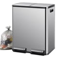 thumbnail image 1 of Casabay 16 Gal Stainless Steel Step Pedal Trash Can, Pet-Proof Soft Close Lid with 2 Removable Inner Buckets, Recycling Bin for Home, Silver, 1 of 7