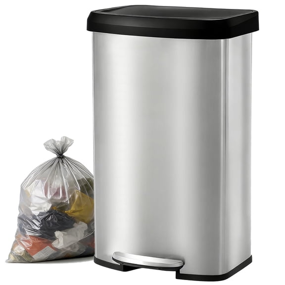Casabay 21 Gal Stainless Steel Step Pedal Trash Can with Lid, Pet-Proof Soft Close Recycling Bin for Kitchen, Dining Room & Bedroom, Silver