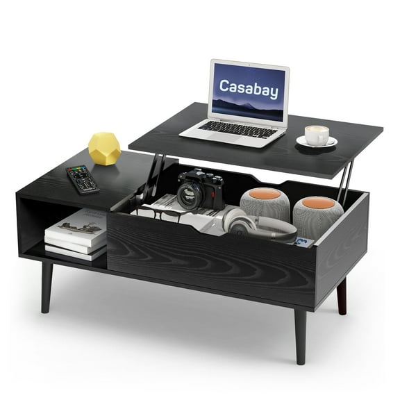 Casabay Lift Top Coffee Tables for Living Room, Small Modern Wooden Center Tables with Storage Shelf and Hidden Compartment