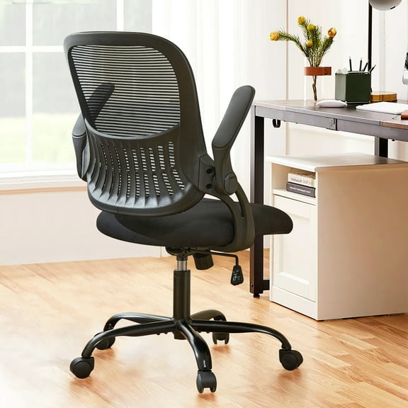Casabay Office Chair, Ergonomic Mesh Desk Rolling Work Swivel Task Chairs with Flip-up Armrests, Comfortable Lumbar Support, for Home, Bedroom, Study