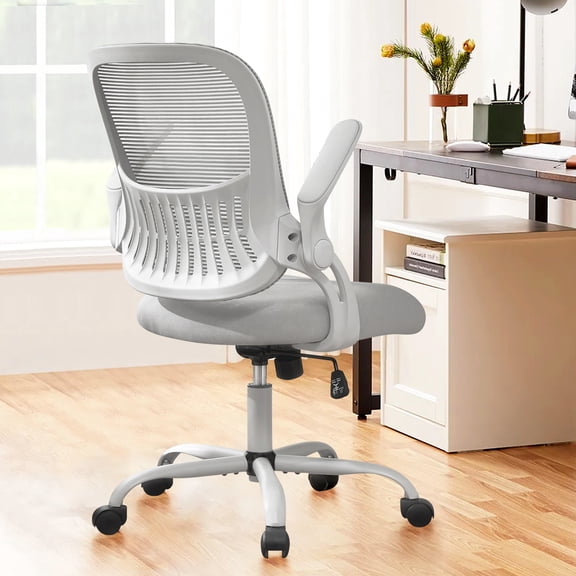 Casabay Office Chair, Ergonomic Mesh Desk Rolling Work Swivel Task Chairs with Flip-up Armrests, Comfortable Lumbar Support, for Home, Bedroom, Study