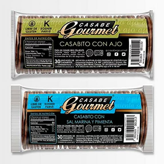 Casabe Gourmet - 6 Casabes Sea Salt and Pepper Flavor + 6 Casabes Garlic Flavor