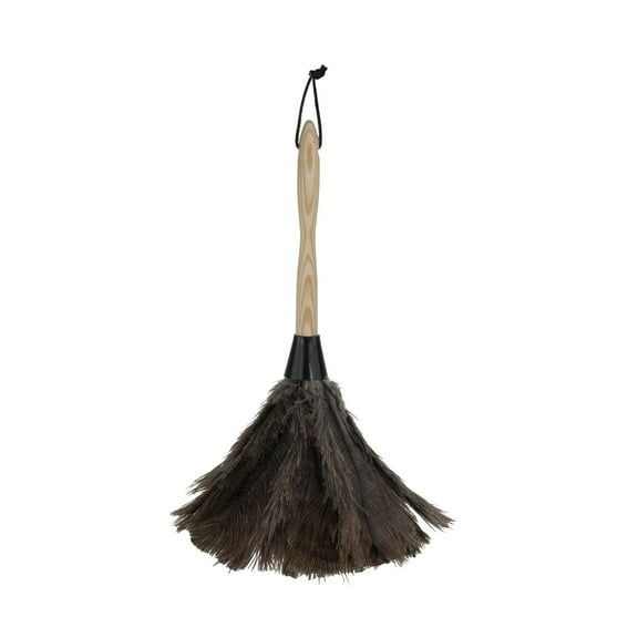 Casabella Feather Duster, Wood Handle, 14, Premium Ostrich Feathers, Leather Hanging Loop