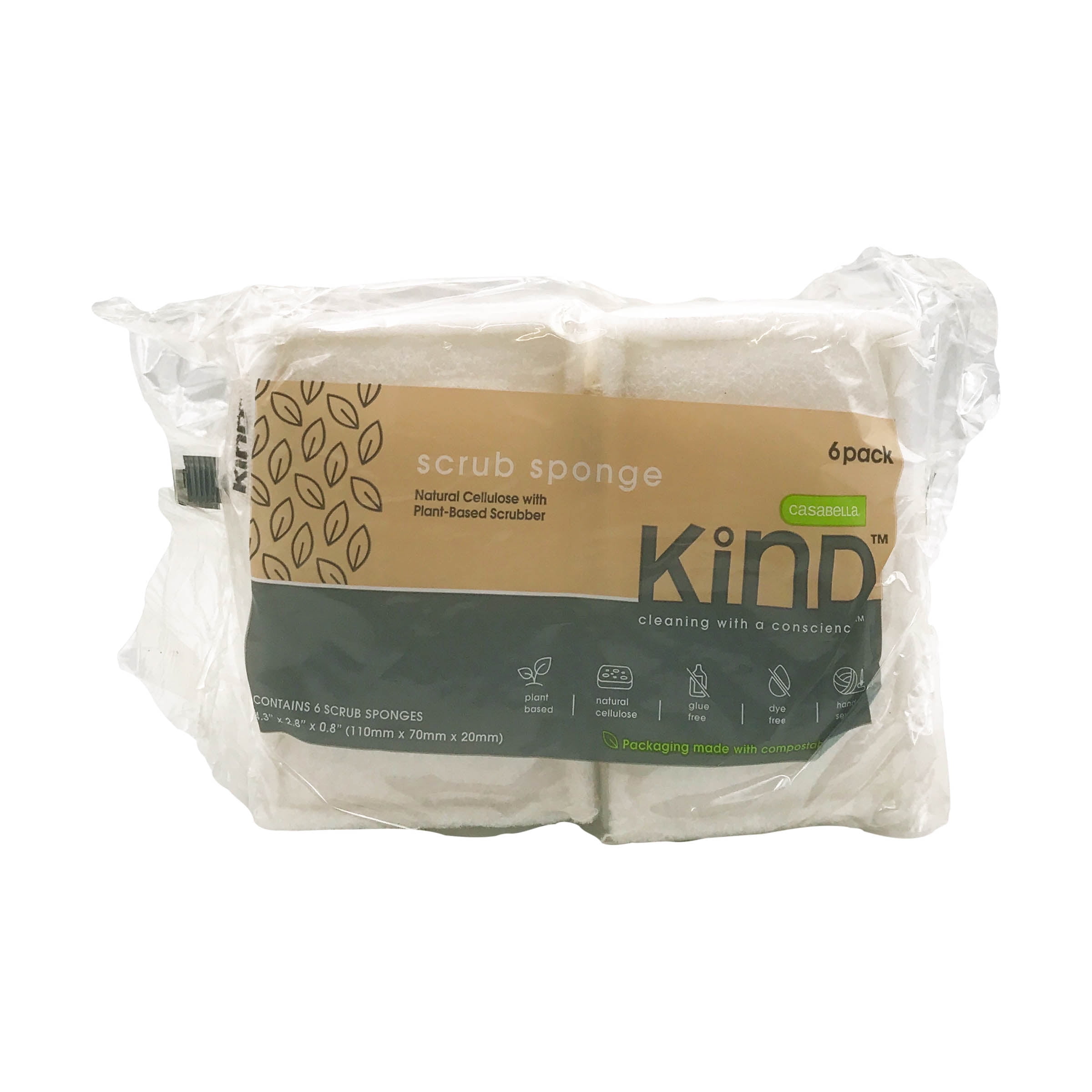 Casabella Kind - Scrub Sponge Plant Based 6pk - Case of 8-6 CT