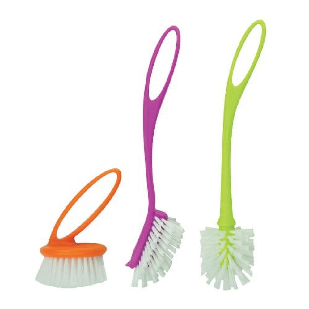 4 PC Cleaning Brush Set Dish Scrubber Handle Vegetable Scrub Wash Assorted 10