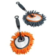 Casabella Microfiber Chenille Mini Duster, 15.5”, Removable Cleaning Head, Machine Washable, Graphite, Orange
