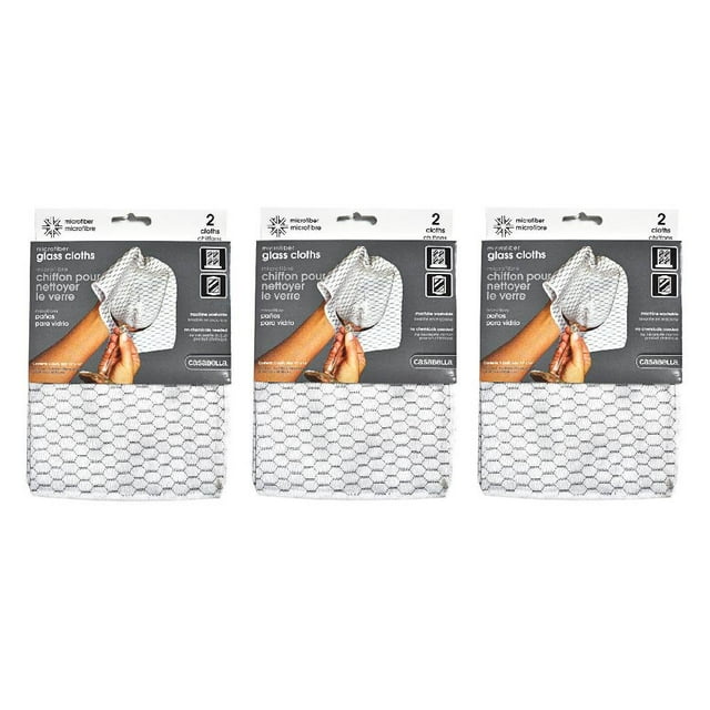 Casabella Microfiber Glass Cleaning Cloths Set of 2 12 x 14