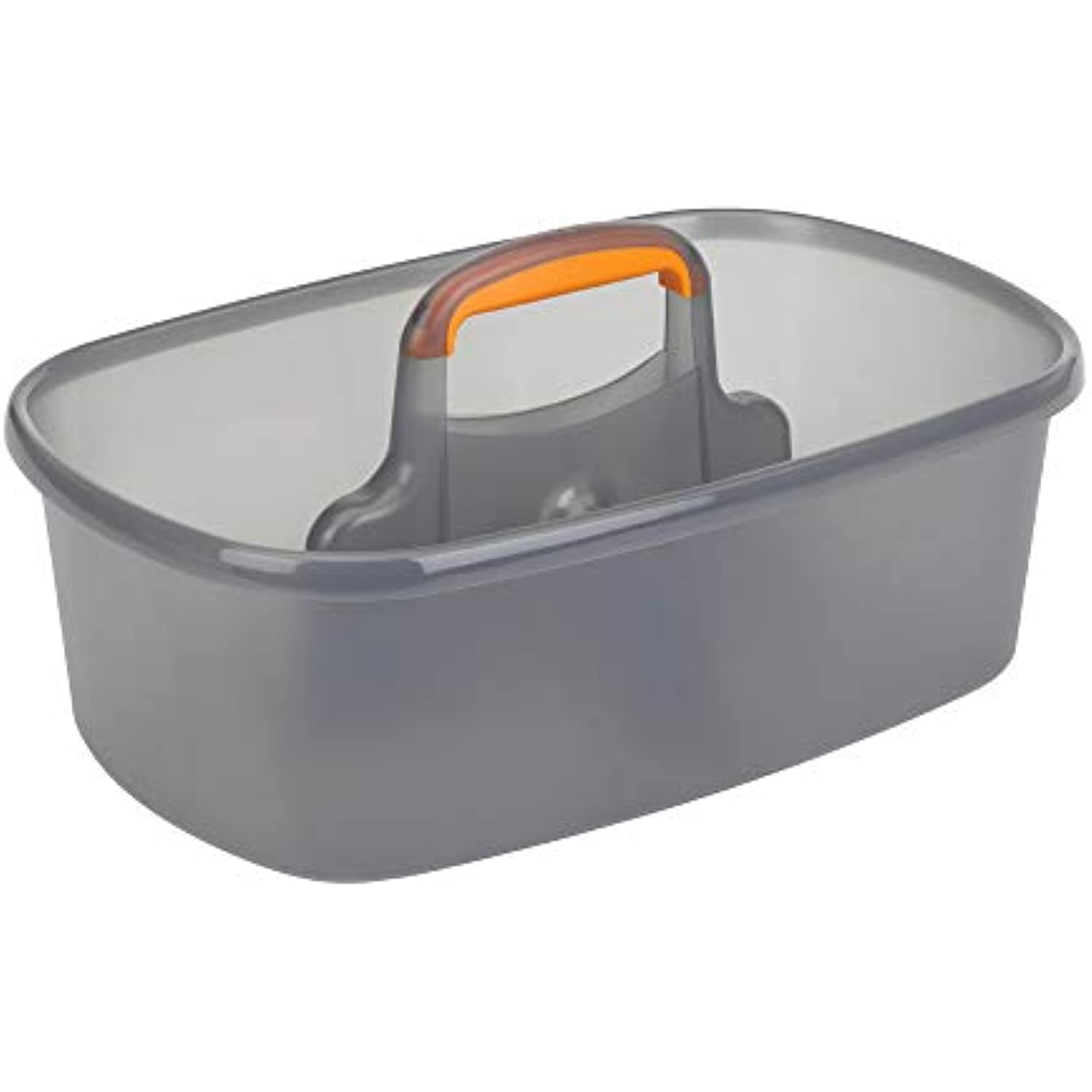 Casabella Plastic Multipurpose Cleaning Storage Caddy with Handle, 1.85 Gallon, Gray and Orange, Size: 25