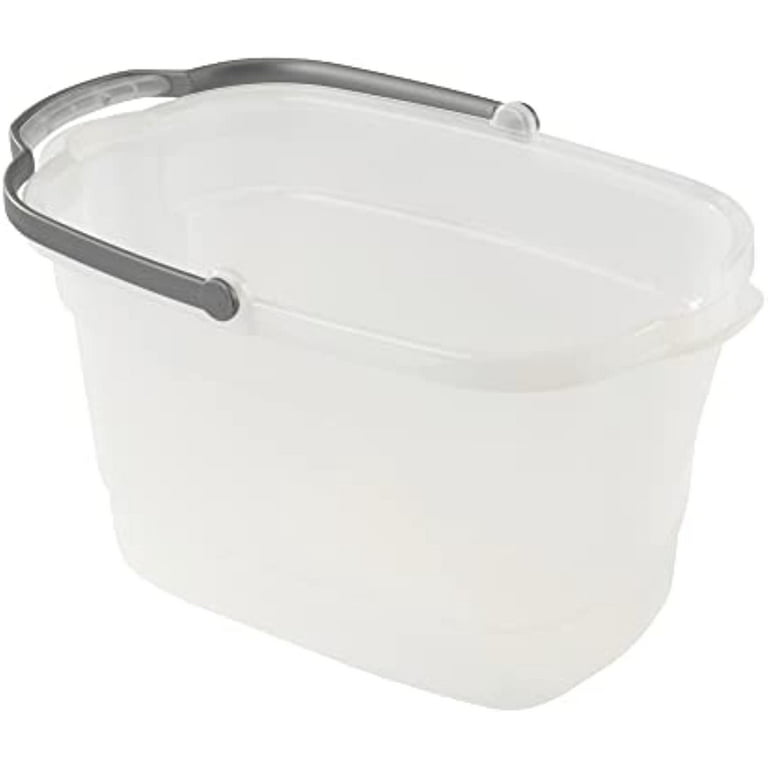 Casabella Plastic Rectangular Cleaning Bucket With Handle, 4 Gallon, Clear