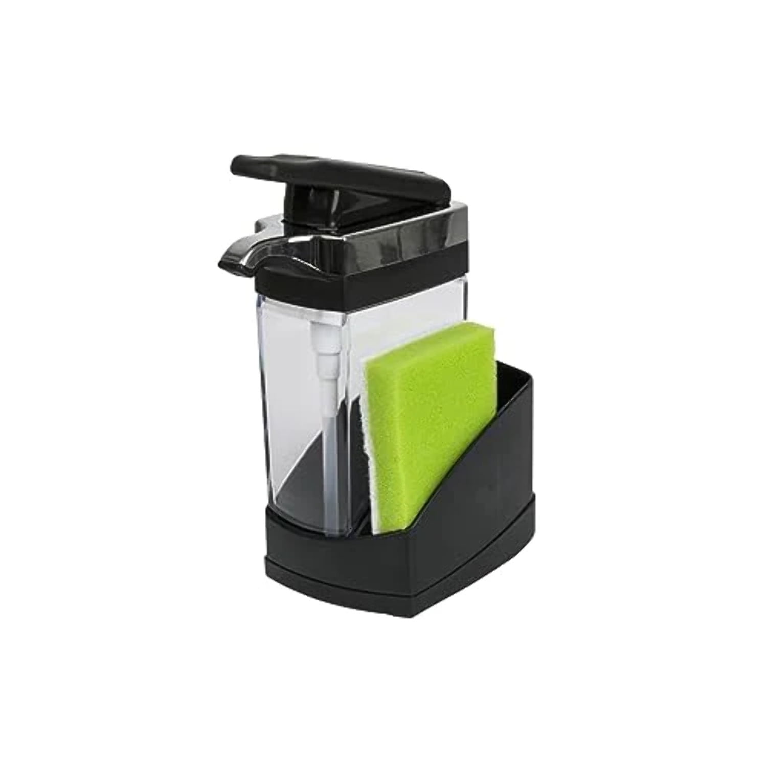 Black and Chrome Kitchen Soap Pump with Sponge Caddy