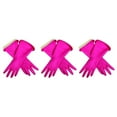 thumbnail image 1 of Casabella Waterblock Gloves Rubber Latex Cotton Flock Lining Turnback Cuff Premium Medium Pink, 3-Pack, 1 of 5