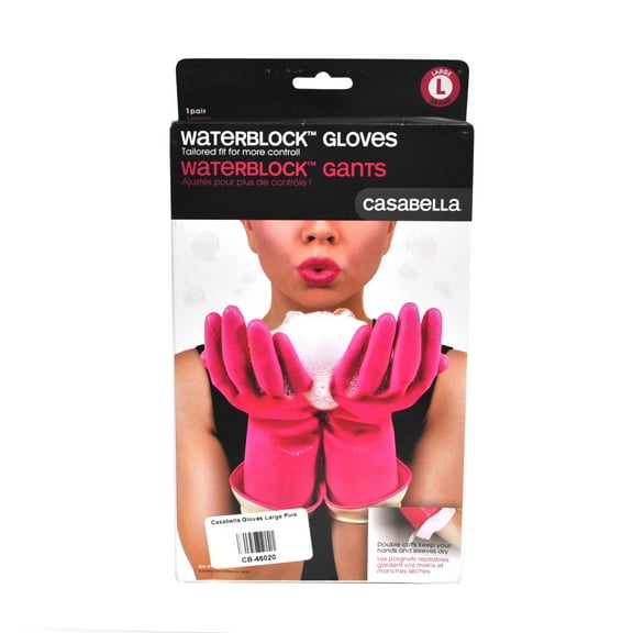 Casabella Waterblock Premium Gloves, Pink, L