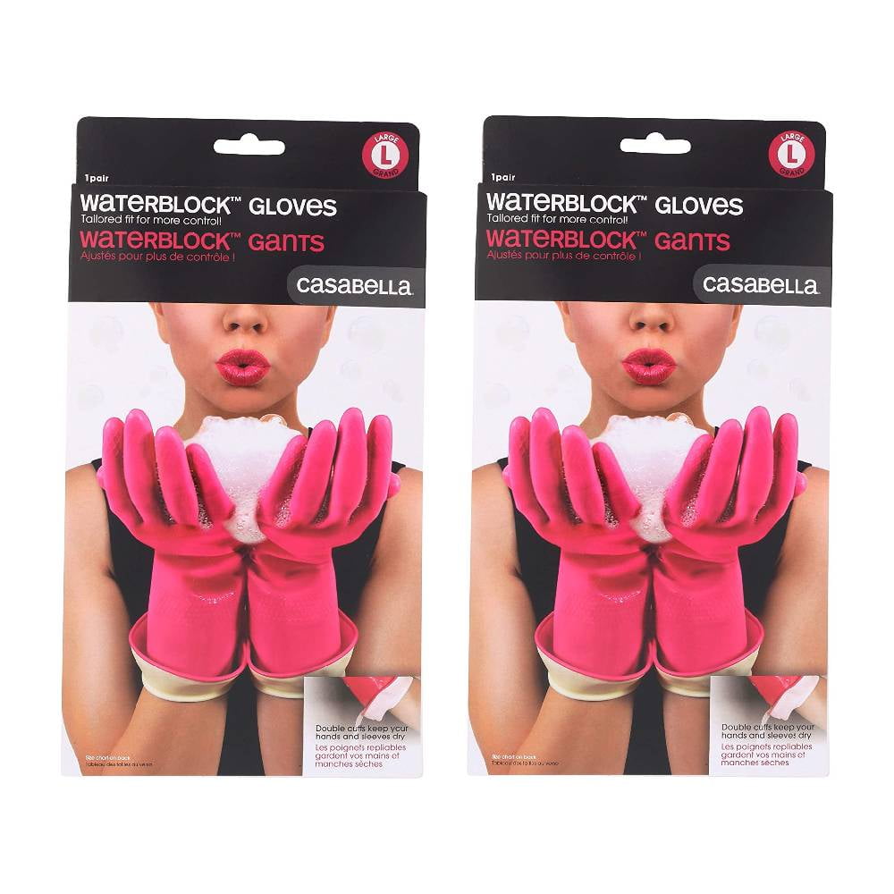 Casabella Waterblock Rubber Latex Gloves Turnback Cuff Cotton Lining