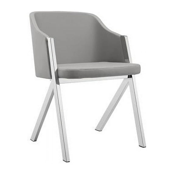 Casabianca Furniture Modern Acorn Faux Leather Dining Chair in Gray
