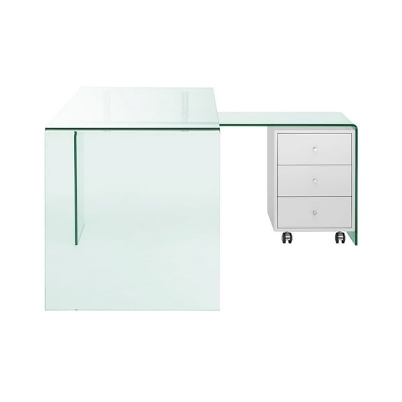 Casabianca Furniture Modern Style Rio Glass Office Desk in White