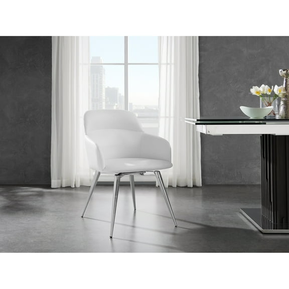 Casabianca Furniture Pirouette Polyurethane Swivel Dining Chair in White