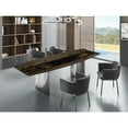 thumbnail image 1 of Casabianca Home Allegra manual dining table with stainless steel base and smoked top., 1 of 3