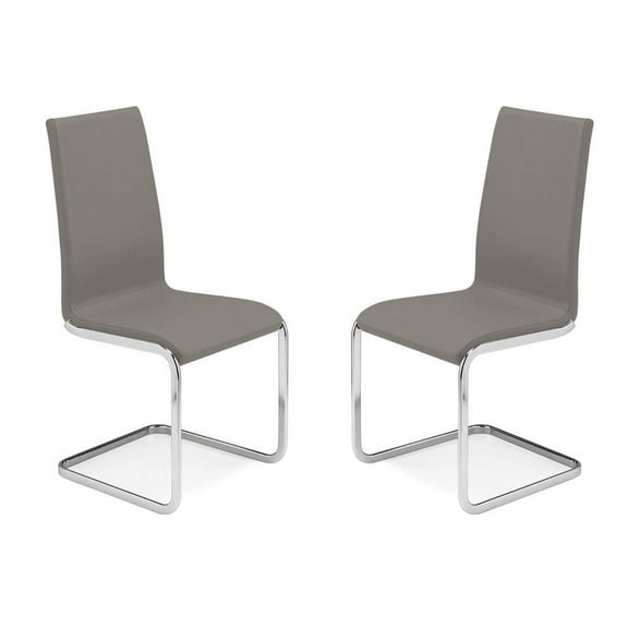 Casabianca Home Aurora Set of 2 Top Grain Dining Chairs Leather - Taupe