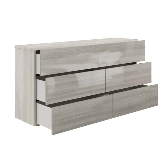 Casabianca Home Ayla dresser in light gray oak high gloss.