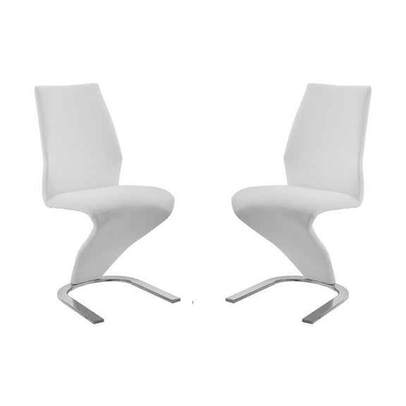 Casabianca Home Boulevard Set of 2 Polyurethane Leather Dining Chairs - White