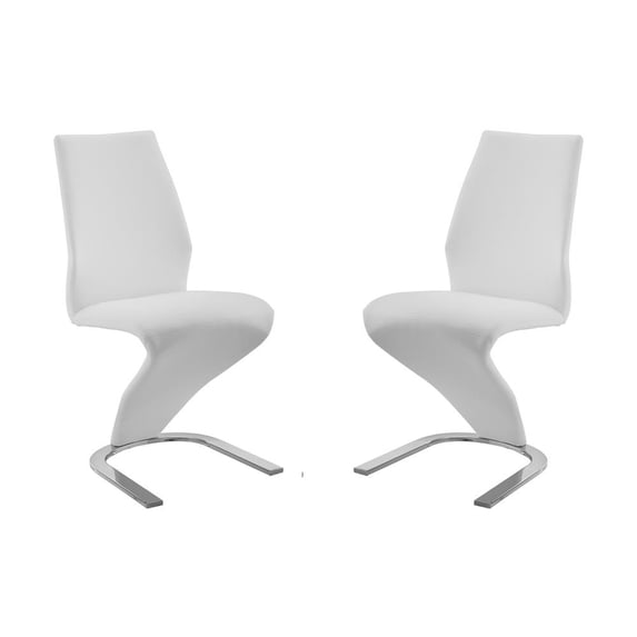 Casabianca Home Boulevard Set of 2 Polyurethane Leather Dining Chairs - White