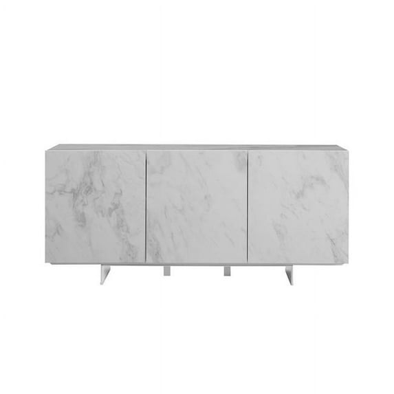 Casabianca Home CB-34WH Stone Buffet-Server in White Marbled Ceramic