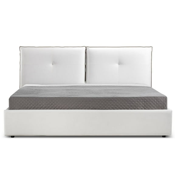 Casabianca Home Aria King Storage Bed In White Pu Leather