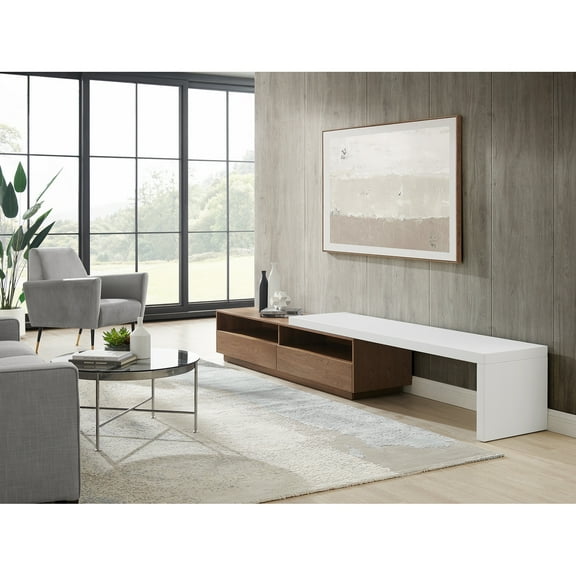Casabianca Celine Engineered Wood Extendable Entertainment Center Walnut Veneer