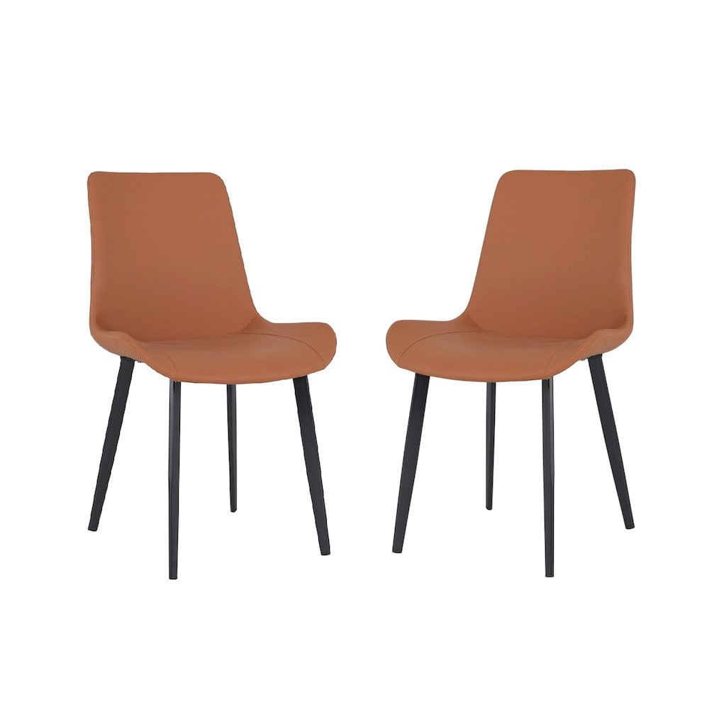 Casabianca Home Camelia Set of 2 dining chair in camel pu-leather
