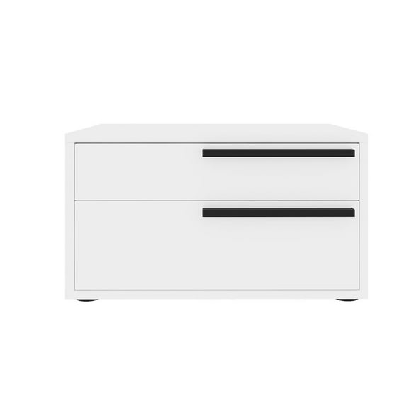 Casabianca Carter Wood Right Nightstand in White High Gloss Black Handles