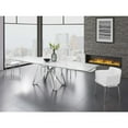 thumbnail image 1 of Casabianca Home Dcota manual dining table with brushed stainless steel base and white marbled porcelain top., 1 of 3