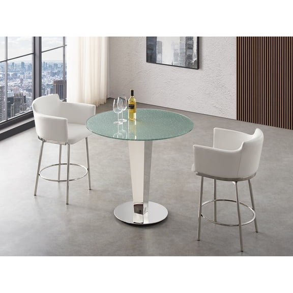 Casabianca Home Enzo 39 in round counter table in silver rain drops glass.