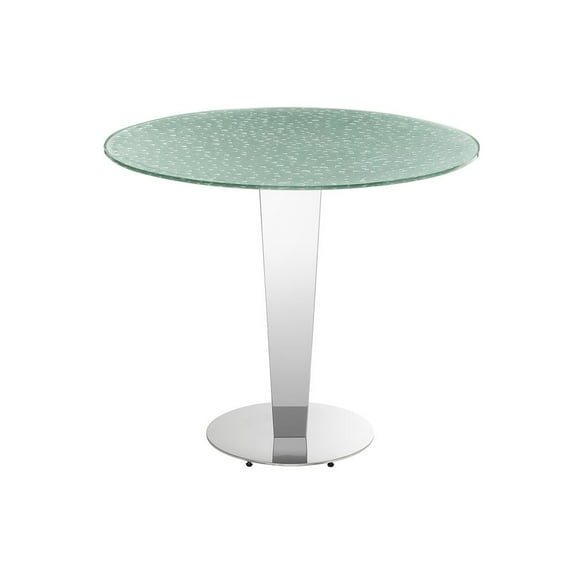 Casabianca Home Enzo 39 In Round Counter Table In Silver Rain Drops Glass