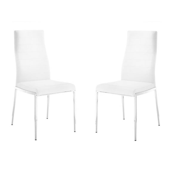 Casabianca Home Firenze Set of 2 Polyurethane Leather Dining Chairs - White