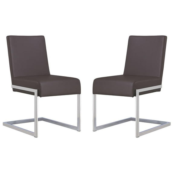 Casabianca Home Fontana Set of 2 Polyurethane Leather Dining Chairs - Gray