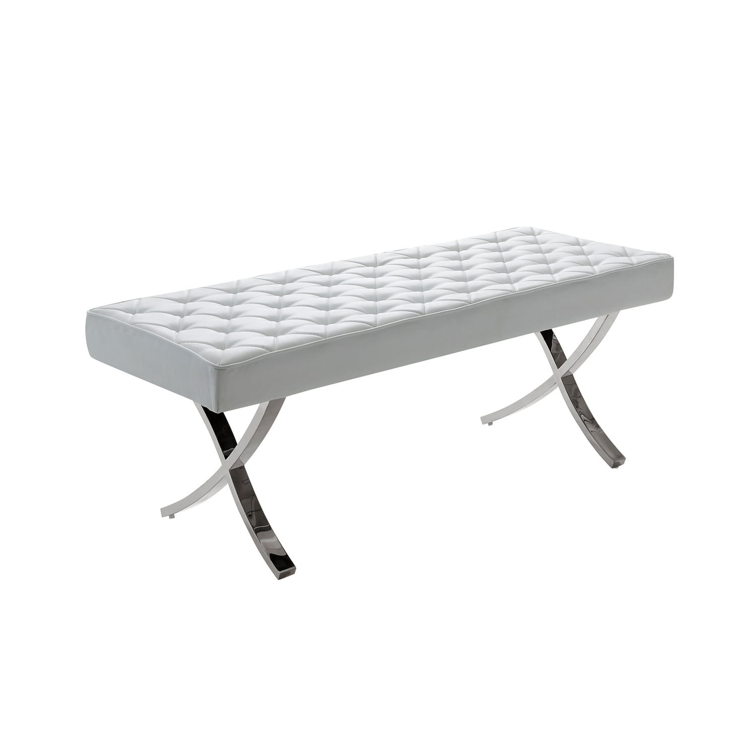 Casabianca Home LOFT bench in white pu-leather with stainless steel ...