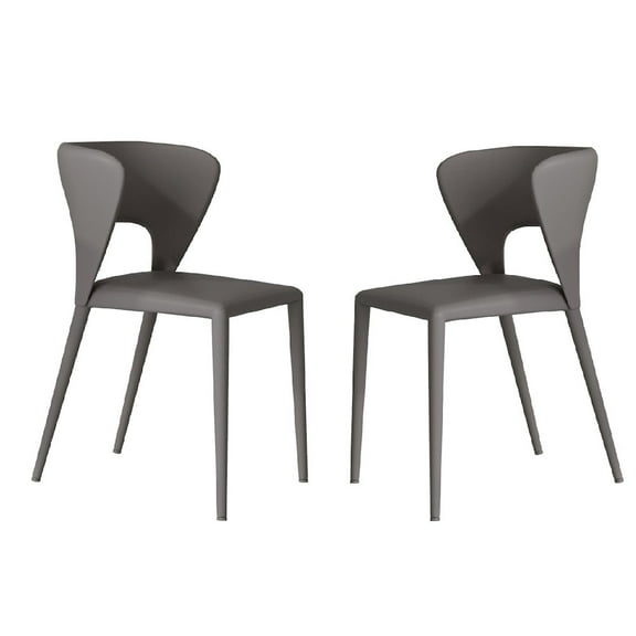 Casabianca Home Layla Set Of 2 Dining Chair In Gray Pu-Leather
