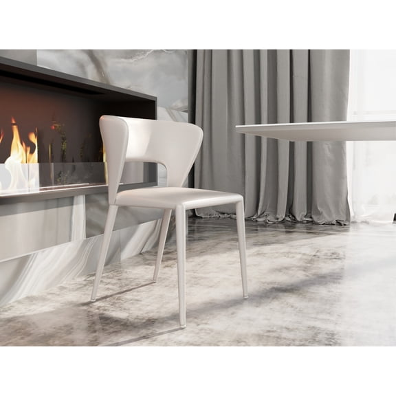 Casabianca Home Layla Set of 2 dining chair in taupe pu-leather.