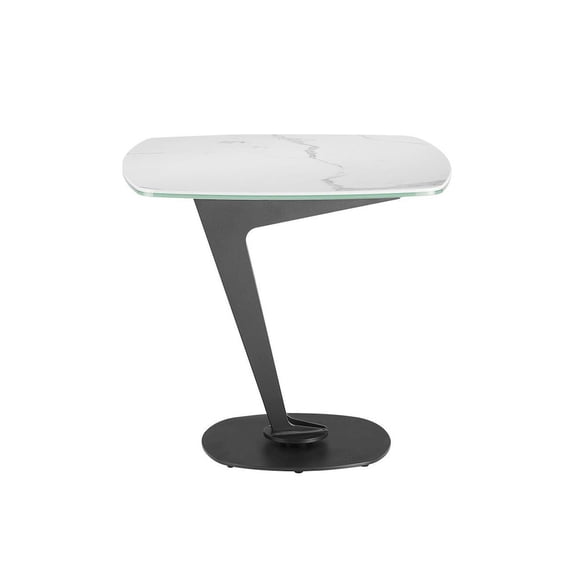 Casabianca Home Leaf End Table In White Marbled Porcelain