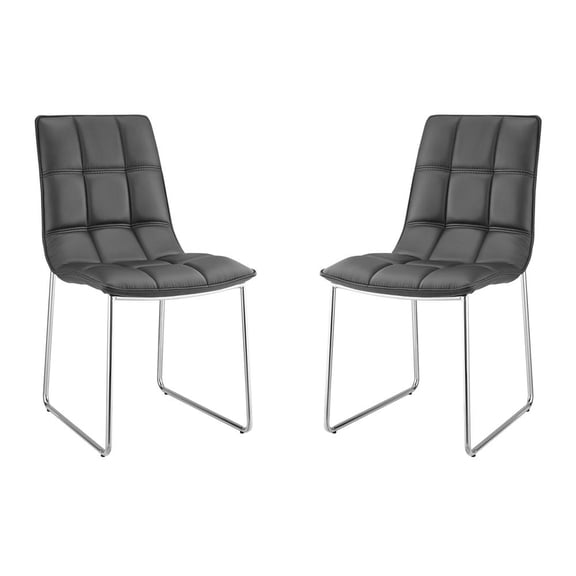 Casabianca Home Leandro Set of 2 Polyurethane Leather Dining Chairs - Black